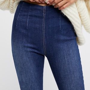 Sz 29 Free People High Rise Seamed Jeans Pull On
